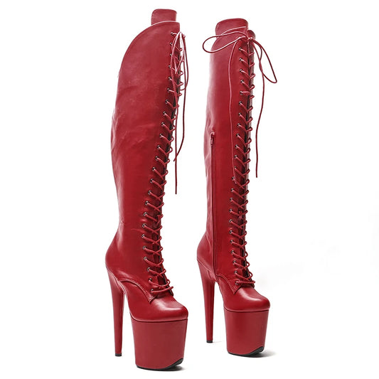 Leecabe 20CM/8 pouces Mat PU Tige Sexy Exotique Jeune Tendance Mode Bottes Talon Haut Plateforme Pole Dance Boot