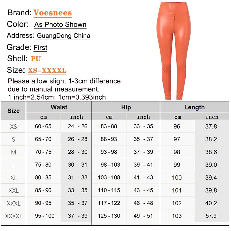 Sexy Bodycon Leggings Women High Waist PU Leather Stretch Slim Pencil Pants Double Zip Open Crotch Trouers Nightclub Leggings