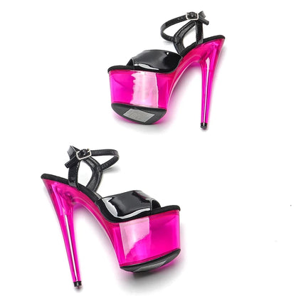 Leecabe 17CM/7Inch PU upper   sexy exotic sandals  platform fashion High Heels  Pole Dancing Shoes