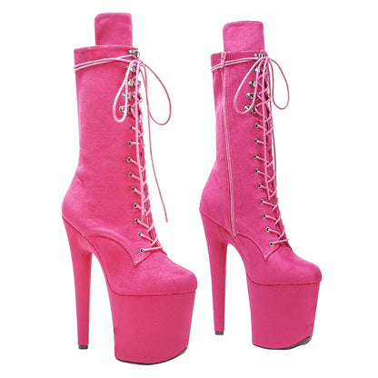 Leecabe Rose RED 20CM Pole dancing shoes High Heel platform Boots closed Pole Dance boot