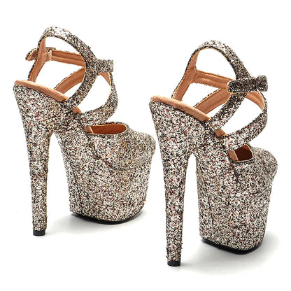 Leecabe17CM/7Inch Glitter Upper Platform Sandals Party High Heels Shoes Pole Dancing Shoes